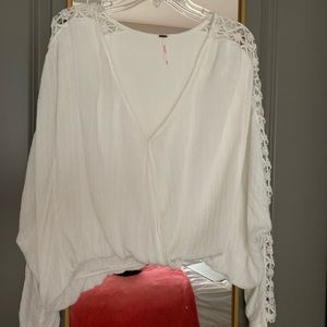 Free People Long Sleeve Top with Lace Sleeves